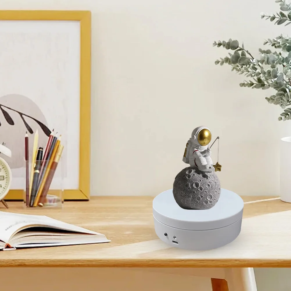 منصة دوارة أوتوماتيكية تدور 360 درجة 12 سم حامل عرض التصوير شحن USB/بطارية تعمل للفيديو المباشر