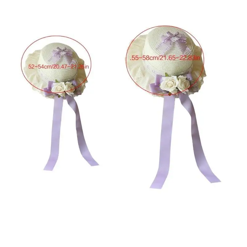 652F قبعة Hepburn الغربية مع White Rose Bowknot شاي شاي الدانتيل