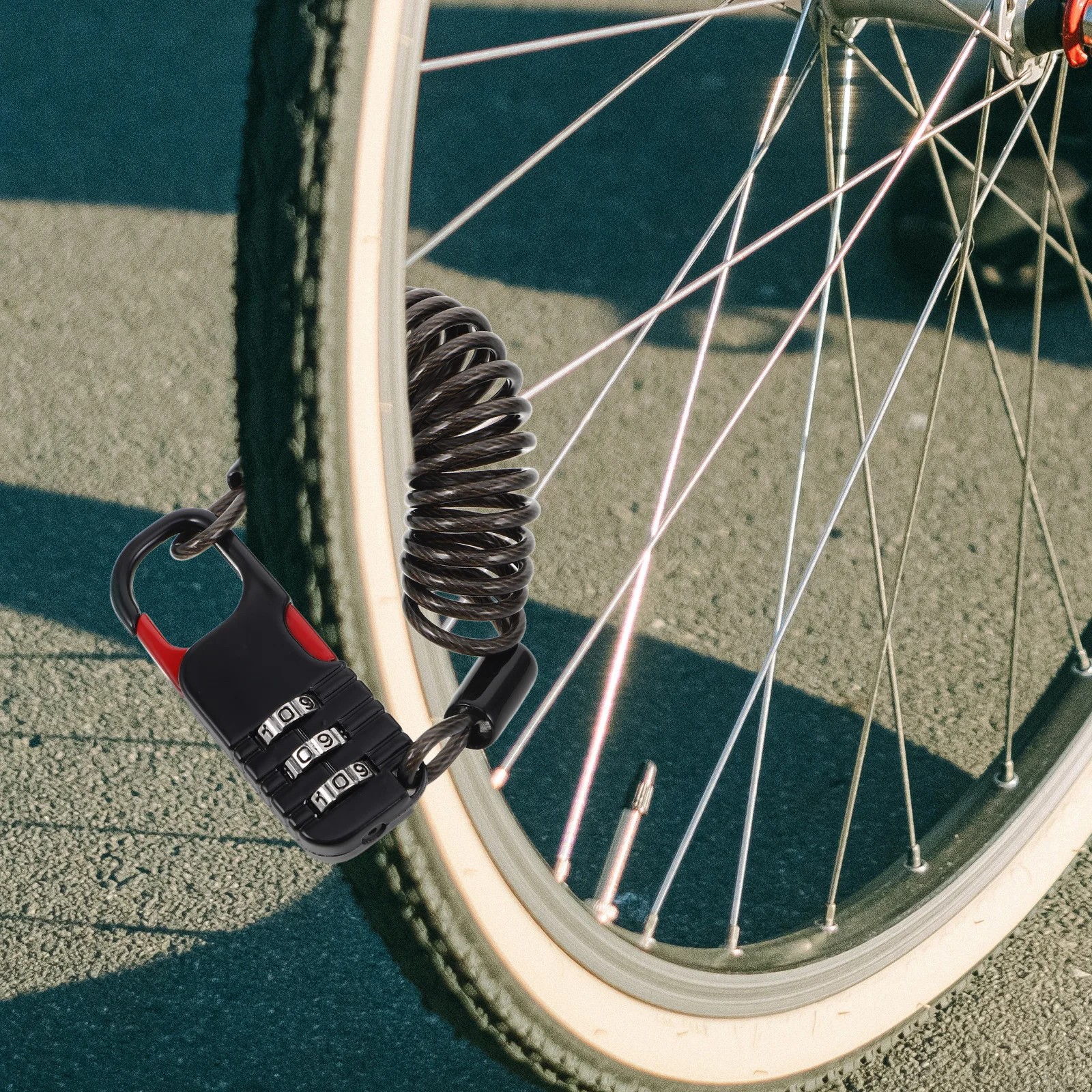 

Combination Cable Lock for Bicycle Motorcycle Anti-Theft Portable Steel Chain Security Universal Fit with Resettable