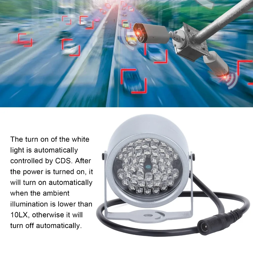 

48 LEDs Fill Light 12V Voltage Auto Induction Infrared Lamp High Power Array Design Surveillance Lamp Darkness Lighting