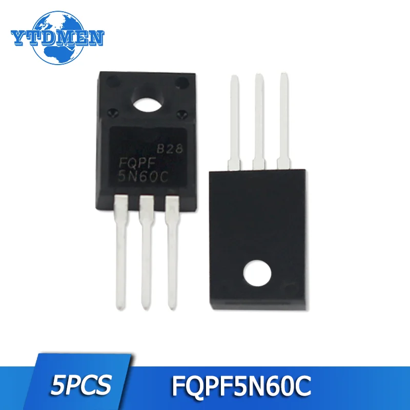 5pcs FQPF5N60C Transistor Set TO220F 5N60C 5N60 600V 4.5A MOSFET N-Channel Transistors TO-220F Electronic Component