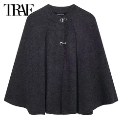 TRAF Autumn New Products Women's Sweater Cloak Knit Cardigan Elegant O-O-Neck Sleeveless Knitwear Fashion Loose Sweater Outwears