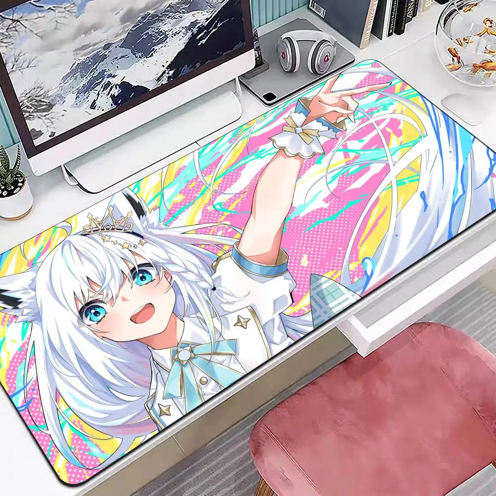 Shirakami Fubuki Hololive Mouse Pad Multiple Sizes Large Square Computer Office Game Table Mats Rubber Anti-slip Mousepads