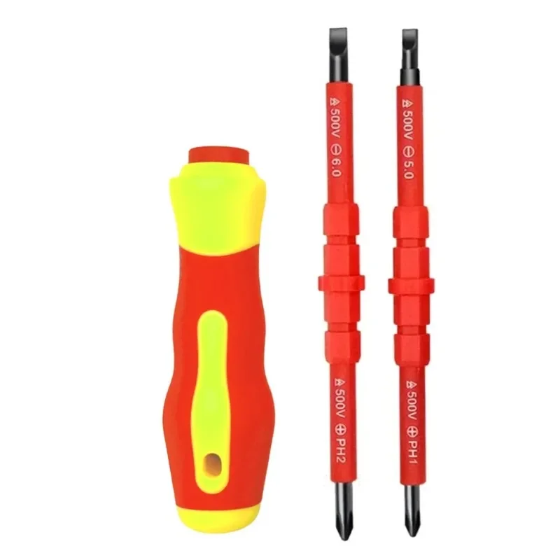 Three in One Insulated Screwdriver Set Slotted Cross Drill Bit Electrician Tool Kit Convenient Practical Hand Tool