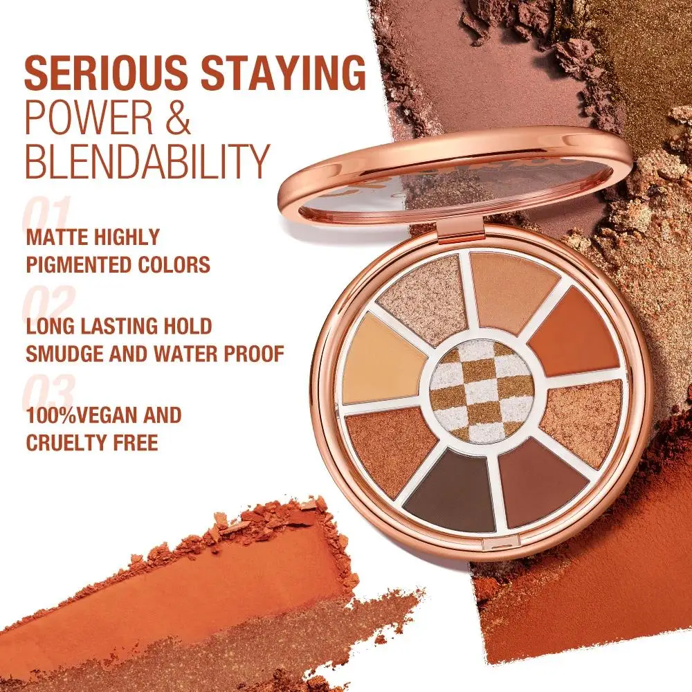 لوحة ظلال عيون نباتية مكونة من 9 ألوان غير لامعة لامعة مقاومة للماء وتدوم طويلاً، مكياج لامع ناعم لؤلؤي