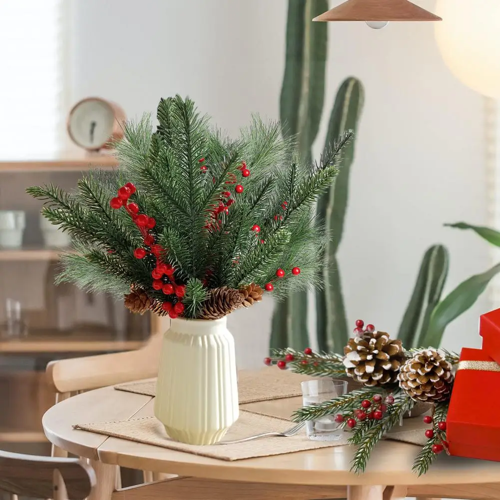 Diy Crafts Decorations Realistyczne jagody z pianki Szyszki świąteczne Świąteczne gałęzie sosny Łodygi jagód na choinkę Dekoracja wieńca