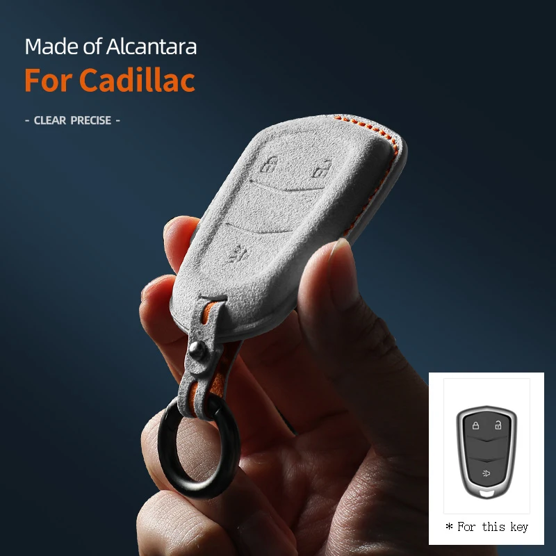 

Alcantara Car Key Smart Remote Case Cover Shell For Cadillac XTS ATS SRS CTS Escalade ATS-L 3buttons Keychain