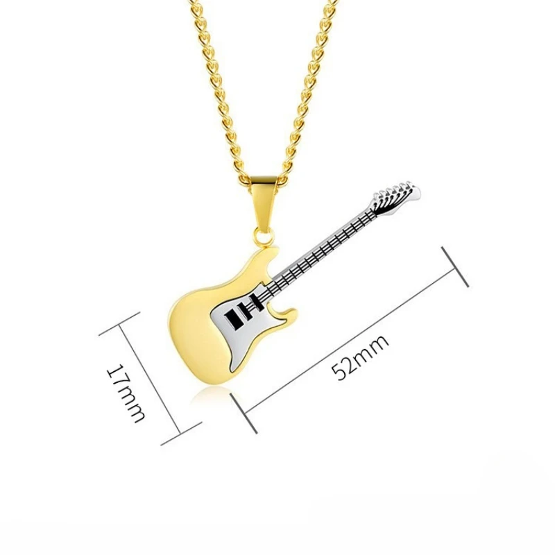 Gitarre Instrument Anhänger Titan Stahl Männer Frauen Personalisierte Mode Halsketten Boutique Schmuck Musik Party Geburtstag Geschenk – Detail 4