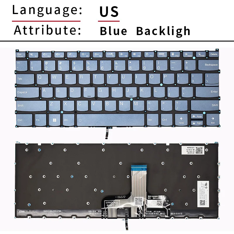 لوحة مفاتيح بديلة للكمبيوتر المحمول US/RU لأجهزة Lenovo Yoga 7 14ARB7 14IAL7 14IRL Yoga Slim 7 ProX 14ARH7 14IAH7 PT4SB بإضاءة خلفية #3