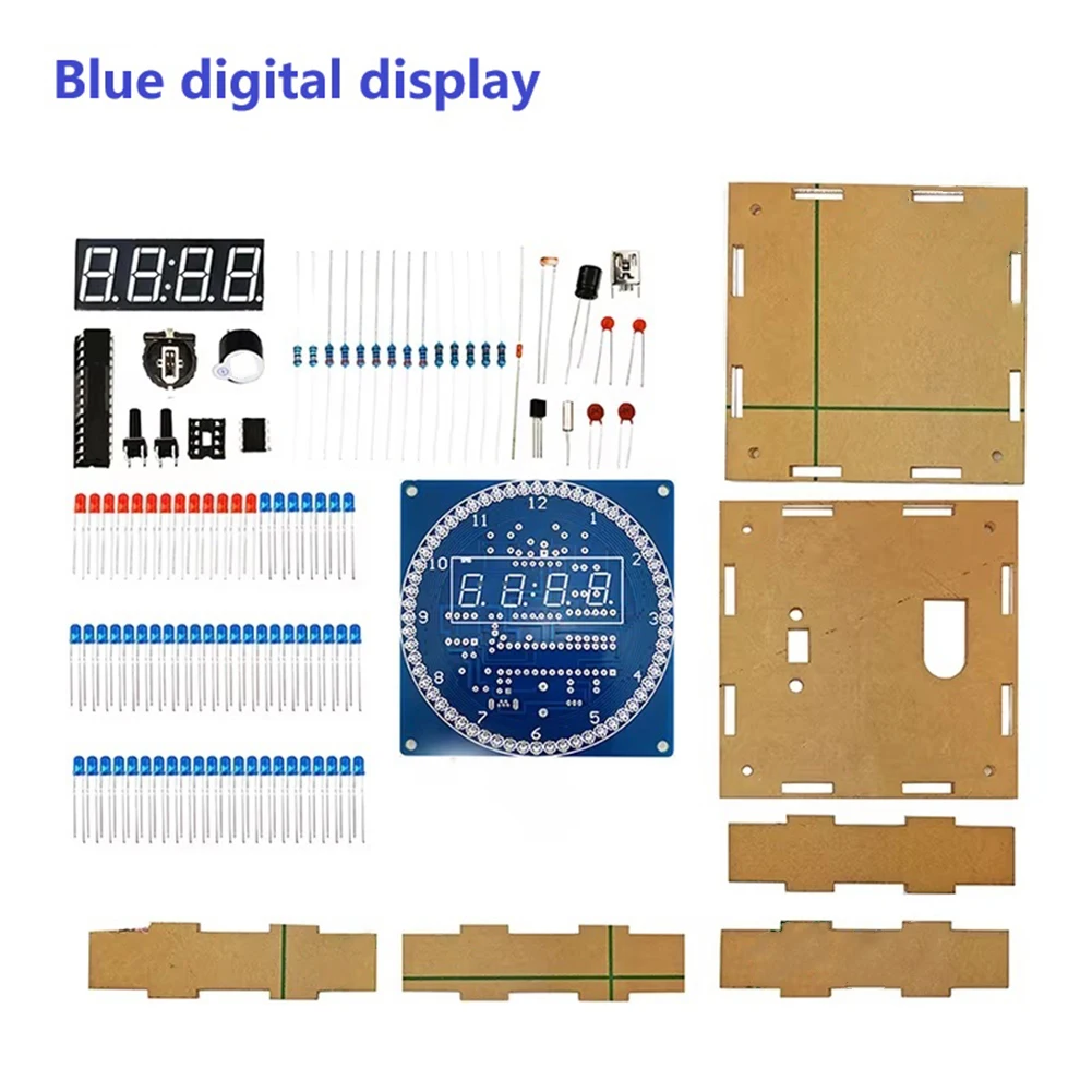 1Set Electronic Digital DIY Clock Kit Soldering Practice With Transparent Shell Power Cable For DIY Timer Kit Digital Clock