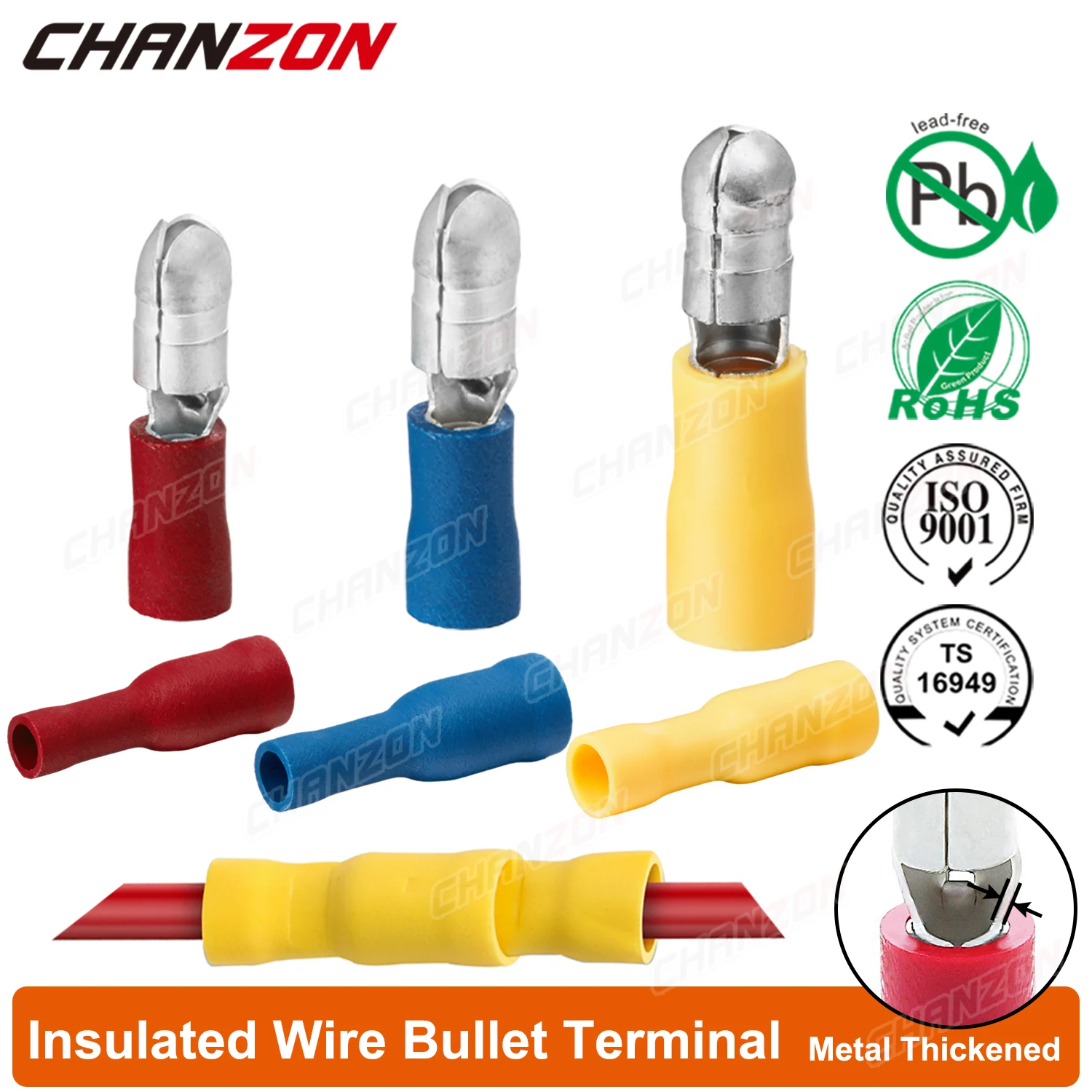 60/80/100PCS Insulated Bullet Wire Connector Cable Electrical Female & Male Crimp Splice Disconnect Terminal 22-10Awg Assortment