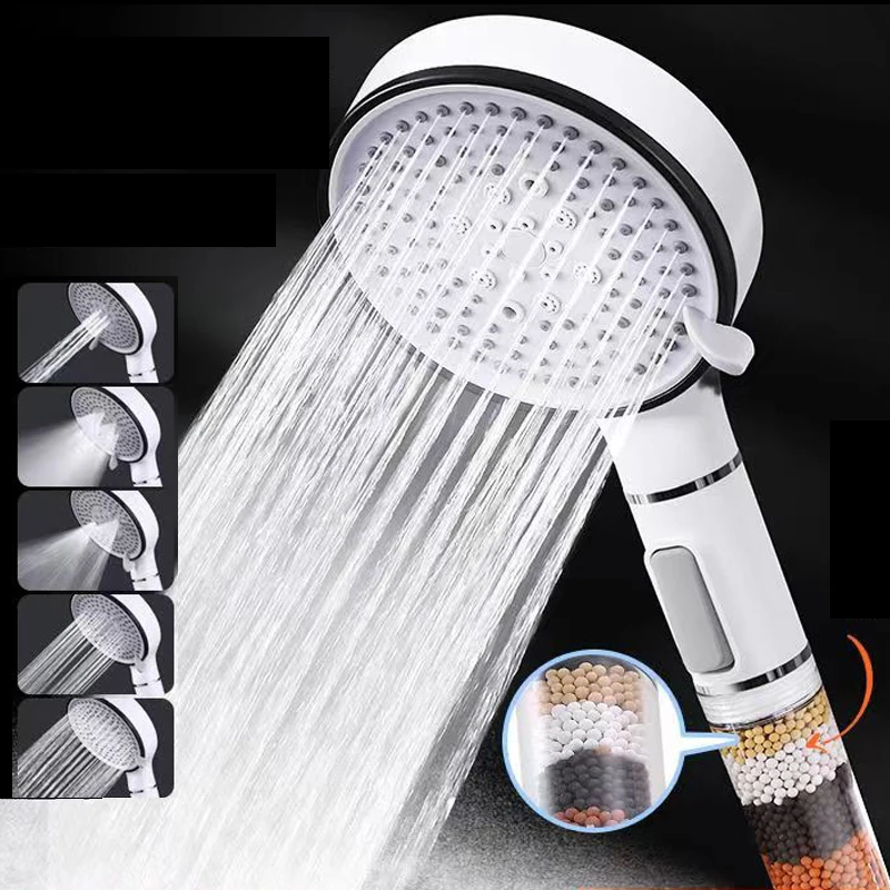 5 Modes Shower Head High Pressure Showerhead Anti Limestone Filter Rainfall Faucet Tap Bathroom Bath Home Innovative Accessories