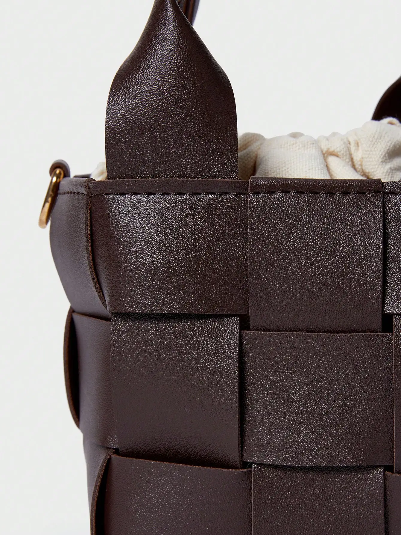 Modische, minimalistische, karierte Bucket Bag, leicht, mit verstellbarem Riemen, Damen-Handtasche mit Tragegriff für Urlaub, Reisen und den Alltag – Detail 15