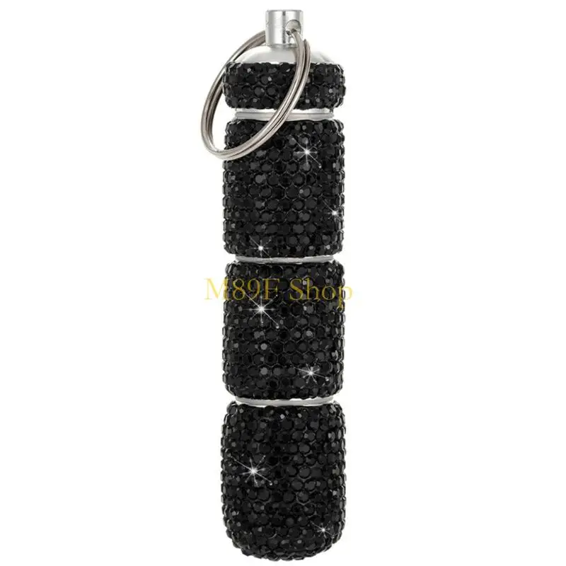 M89F Portable Keychain Pills Holder Container with Keyring Travel Pills Box