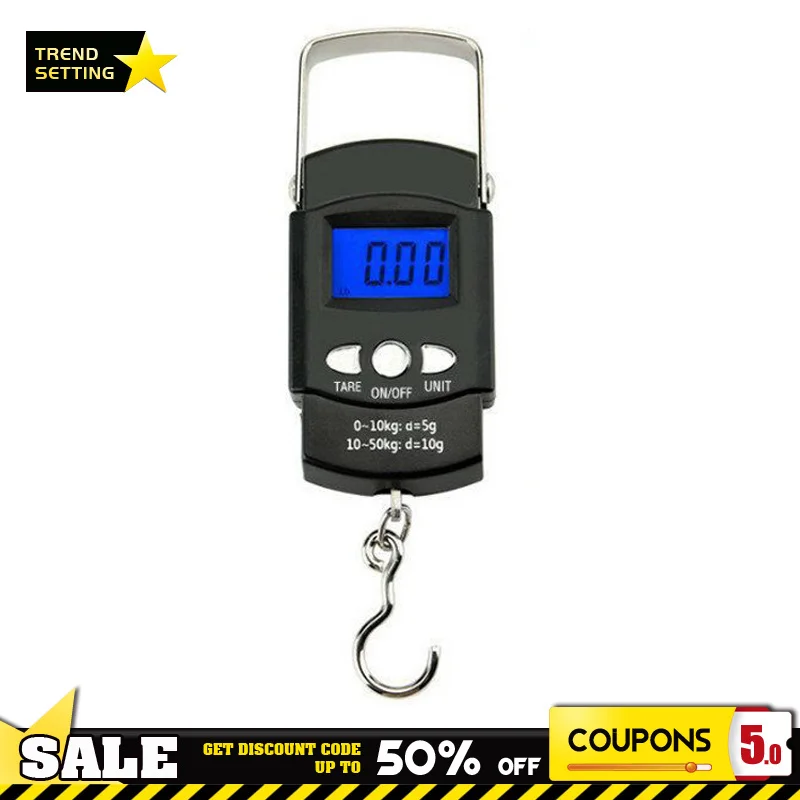 50kg/10g Oauee Mini bilancia elettronica per bagagli da pesca pesatura da viaggio Steelyard bilancia da cucina digitale portatile s