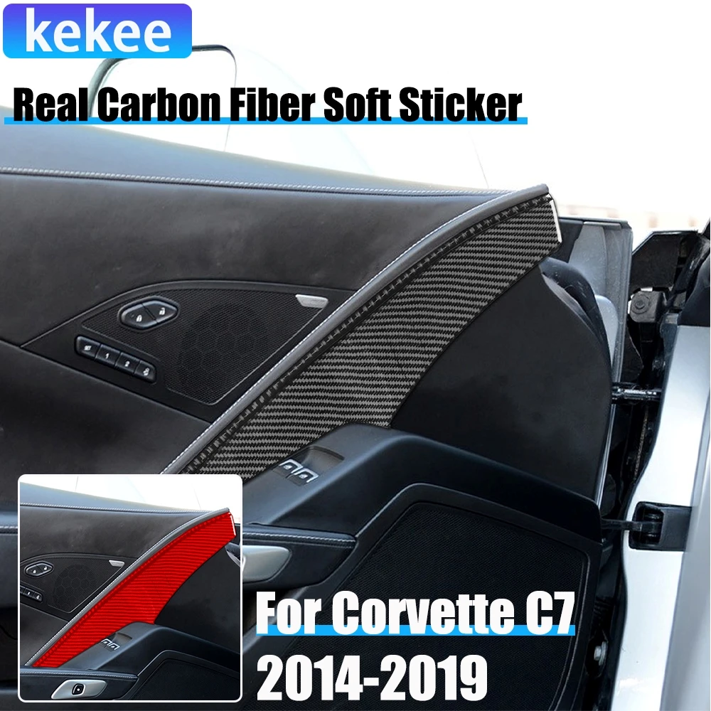 

Настоящее углеродное волокно, автомобильные аксессуары, динамик двери водителя, декоративная крышка, мягкая наклейка для Corvette C7 LT1 Z06 ZR1 LT5 2014-2019