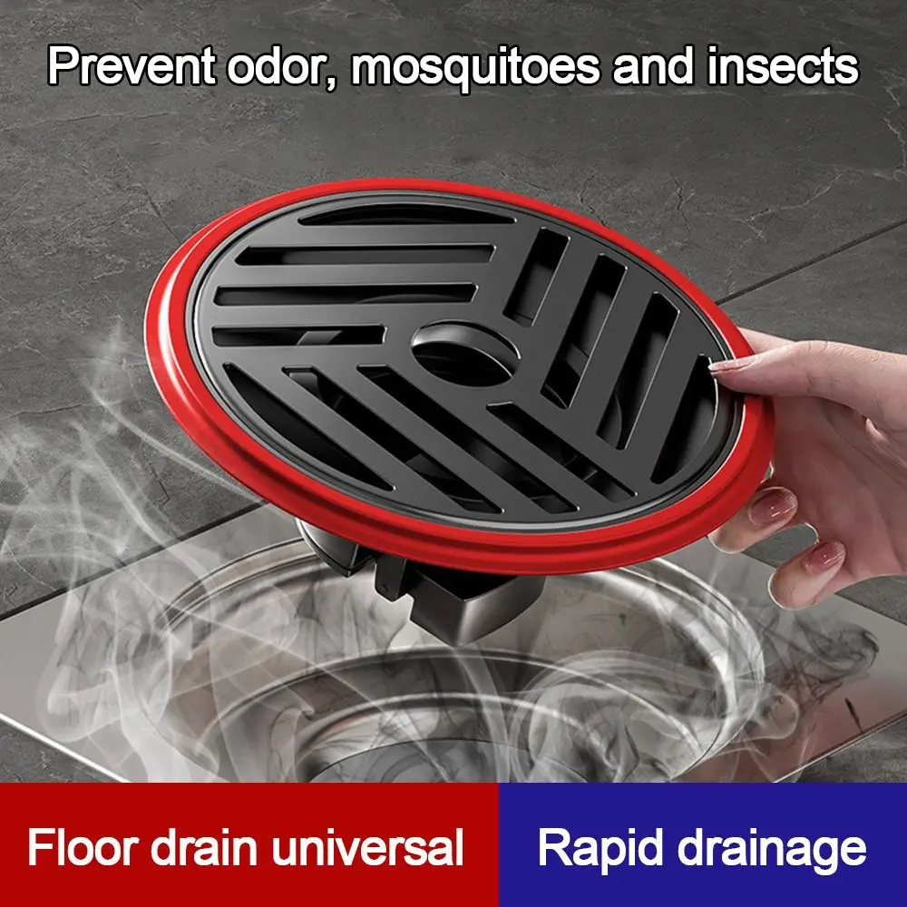 New Stainless Steel Shower Floor Drain Round Anti-odor Sink Strainer with Grid Grate Cover Insectproof Fast Drainage Floor Drain
