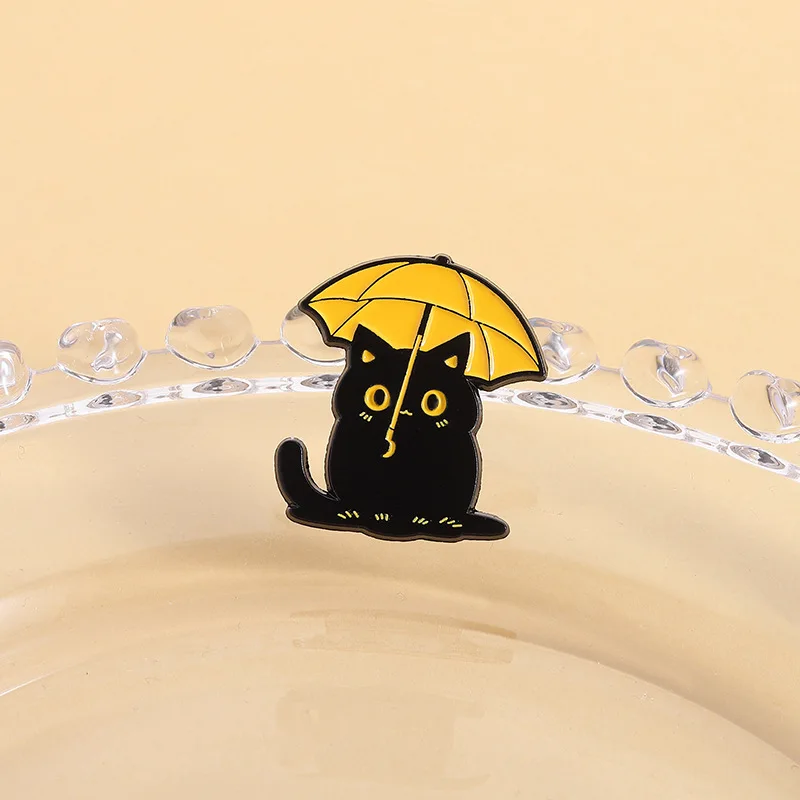 Creative Animal Black Cat Duck Brooch Pins Cute Cartoon Duck Worker In Boots Resting Cat Enamel Lapel Pin Accessory Gift For Fri