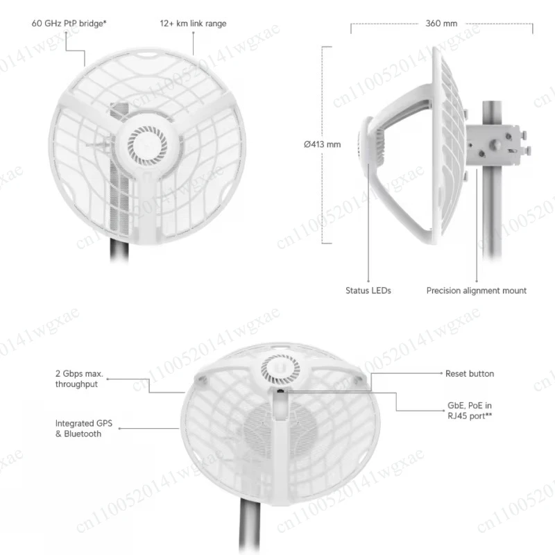 Outdoor 60GHz Point to Point Microwave Transceiver Long Distance Gigabit High Speed High Bandwidth Data Bridge