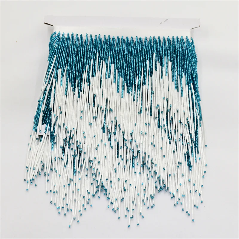 5.5 yards Wave drop Handmde Spacer Tube Beaded 2 size mixed Bulk wholesale glass fringe tassels sewing articles for sewing