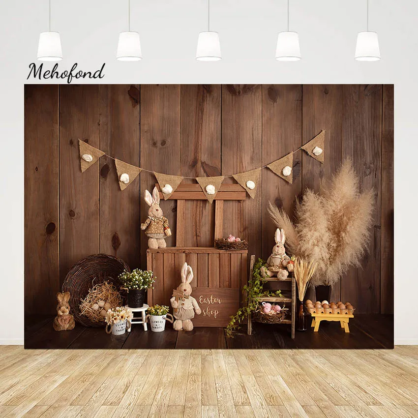 

Mehofond Photography Background Easter Shop Bunny Eggs Pampas Flower Decor Child Birthday Party Portrait Backdrop Photo Studio