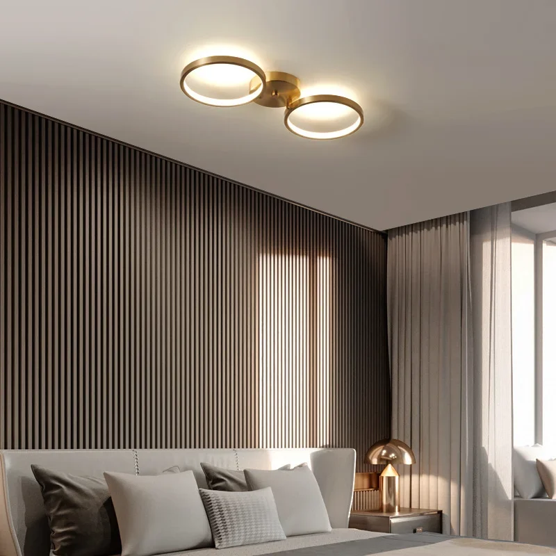 

Copper Gold led ceiling Modern light for bedroom balcony aisle lights Wall Control 3 color LED lamp indoor lighting Fixtures