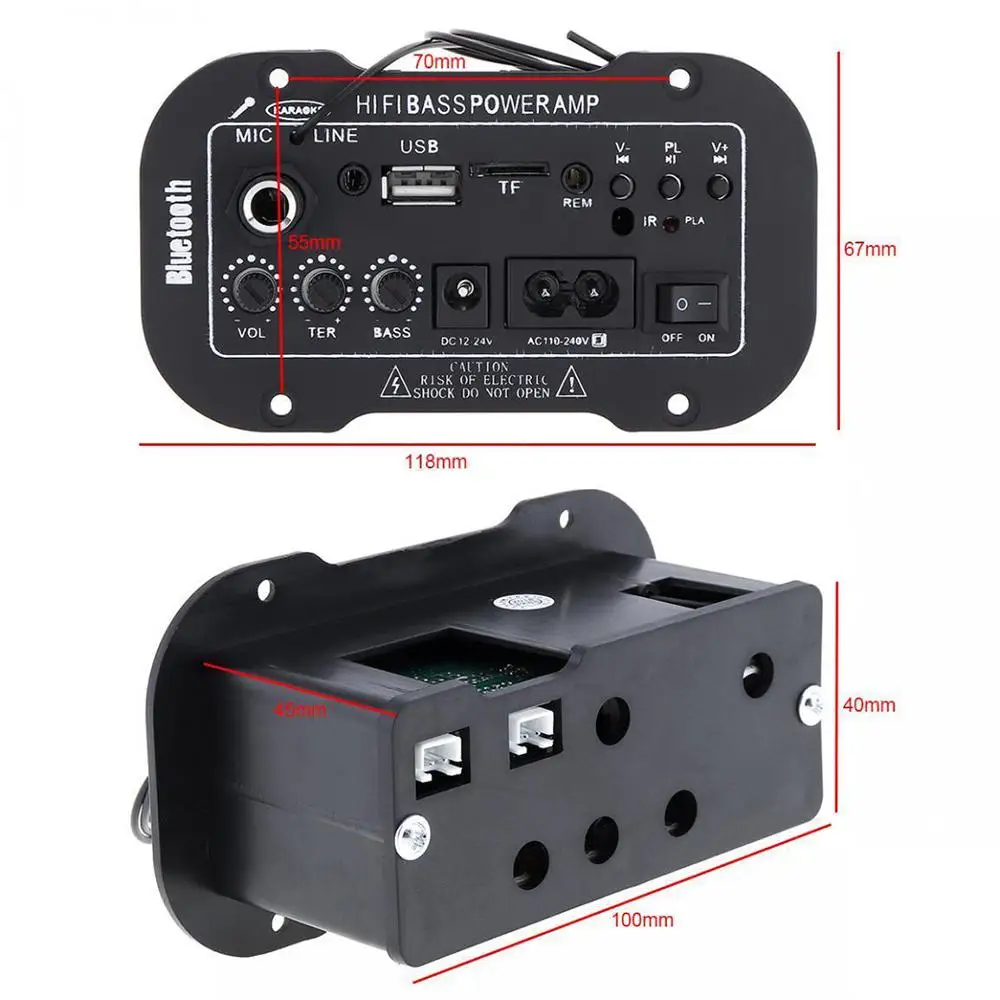 Universal Car Audio Amplifier AMP MP3 MIC SD USB DVD Stereo HiFi Bass Power Remote Control Car Audio Accessories