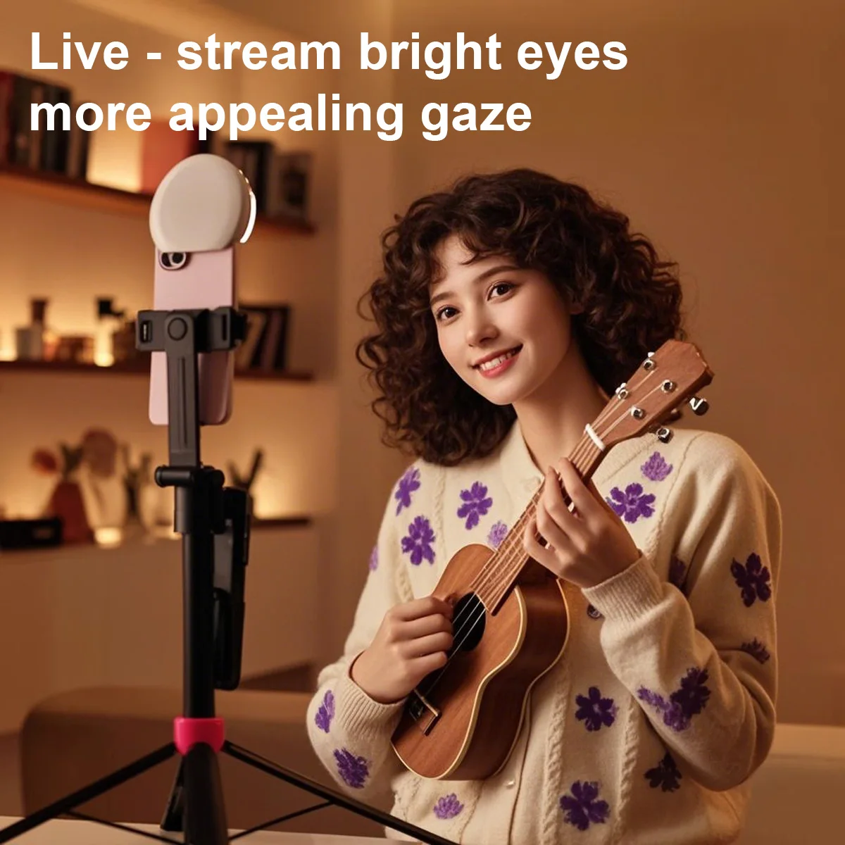 Portable LED Ring Light with For Tri Color Lighting Rechargeable Battery USB Power for Selfie Live Broadcast Video Photography