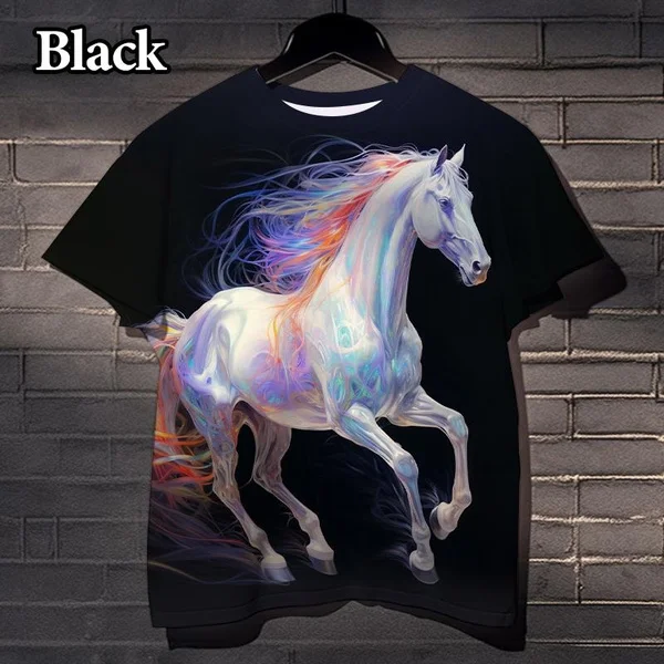 Hip-hop Summer Animal Horse 3D Printed T Shirt Men and Women Casual Harajuku T-shirt Street Cool Printed Tee Shirt