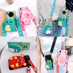Cartoon 3D Dinosaur Coin Bags For Apple iPhone 16 Pro Max 15 Plus 14 13 12 mini 11 Pro XR XS Max Cute Mouse Wallet Cover