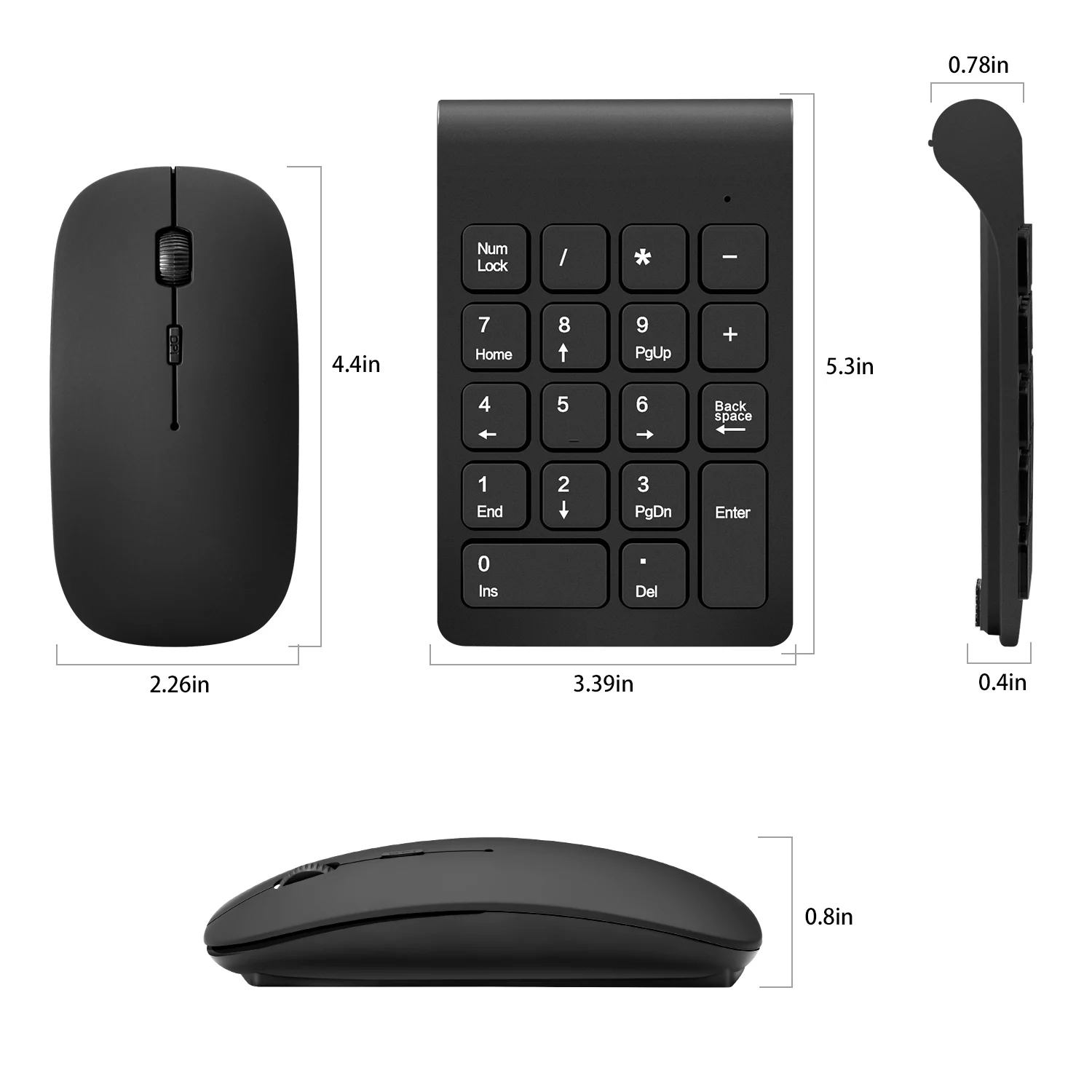 Lefon Wireless Keyboard Mini Digital Number Numeric Keypad Accounting Bank 18 Keys Keypad Mouse Set For Laptop PC Notebook