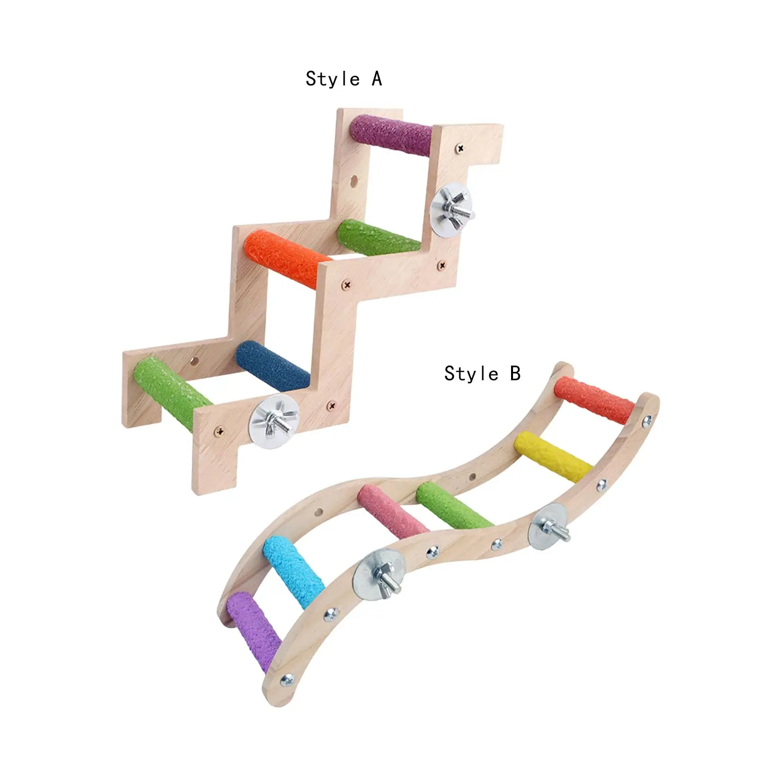 Bird Cage Ladder Solid Wood Birds Perch Stand for Parakeets Cockatiels Small Medium Parrot Conures Finch Bird Climbing Toys