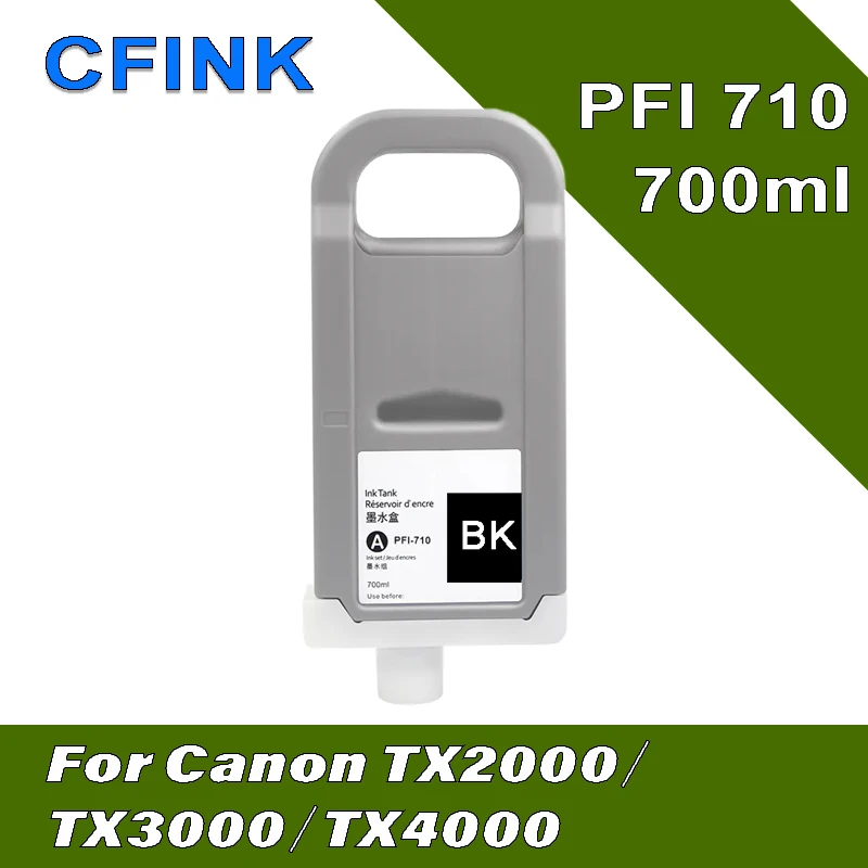 CFINK PFI-710 PFI710 Refill Dye Ink Compatible Ink Cartridge for Canon TX2000/ TX3000/TX4000 with Chip