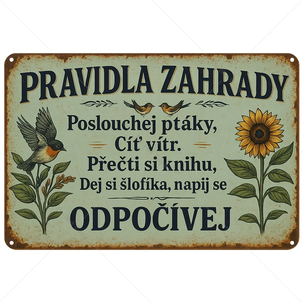 2D Flat,1pc Czech Slogan Vintage TinSign Wall Art  Metal Humorous Quote&Life Advice Sign,Nostalgic Czech Phrase Wall-Mounted