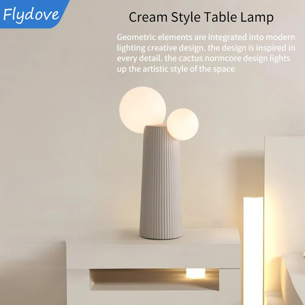 

Macron Style LED Table Lamps Featuring Cactus Design Glass Ball for Bedroom Bedside Dining Table Living Room Decoration