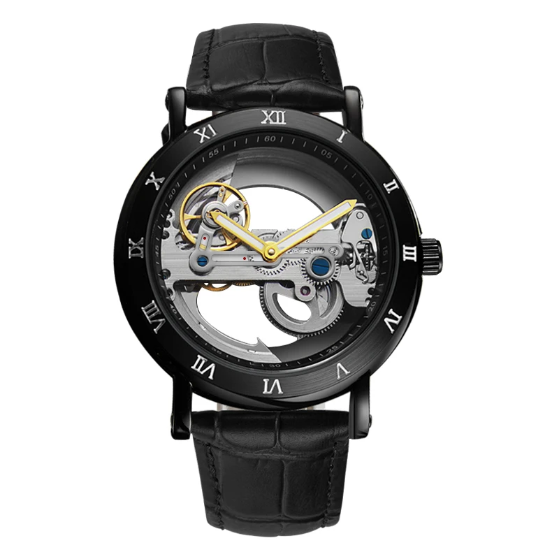 Horloge Heren Automatisch Horloge Luxe Horloge Man Mechanisch Horloge Skeleton Ontwerp Waterdichte Lederen Band Mannelijke Horloge Reloj Hombr