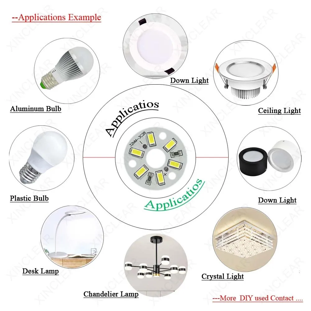 Imagem -06 - Peça Painel de Luz Led 12v Branco Quente Smd 5730 Chip Redondo Fonte de Luz em Mudança para 12 15 18 20 30 45w Downlight 1