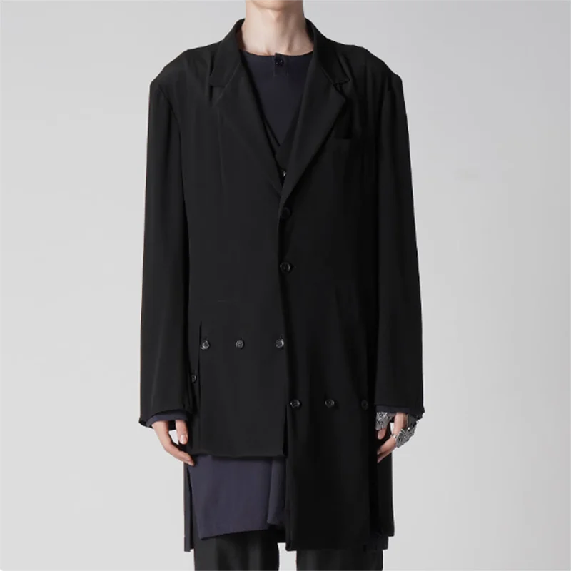 【Custom-made men's clothing 】Original design asymmetrical suit jacket - single button spring-autumn high-quality men's shirt