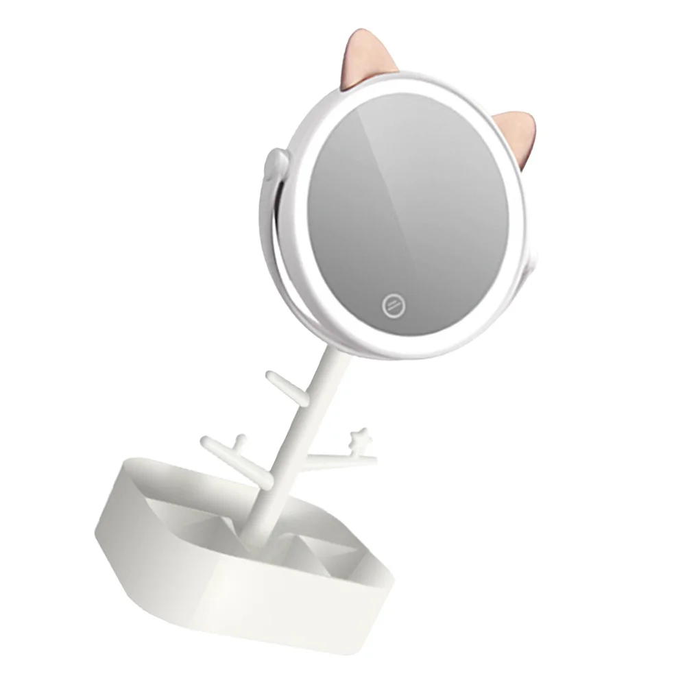 

LED Smart Dimming Makeup Mirror 360 Swivel Desktop Vanity Mirror High Definition Clear Reflection Storage Table