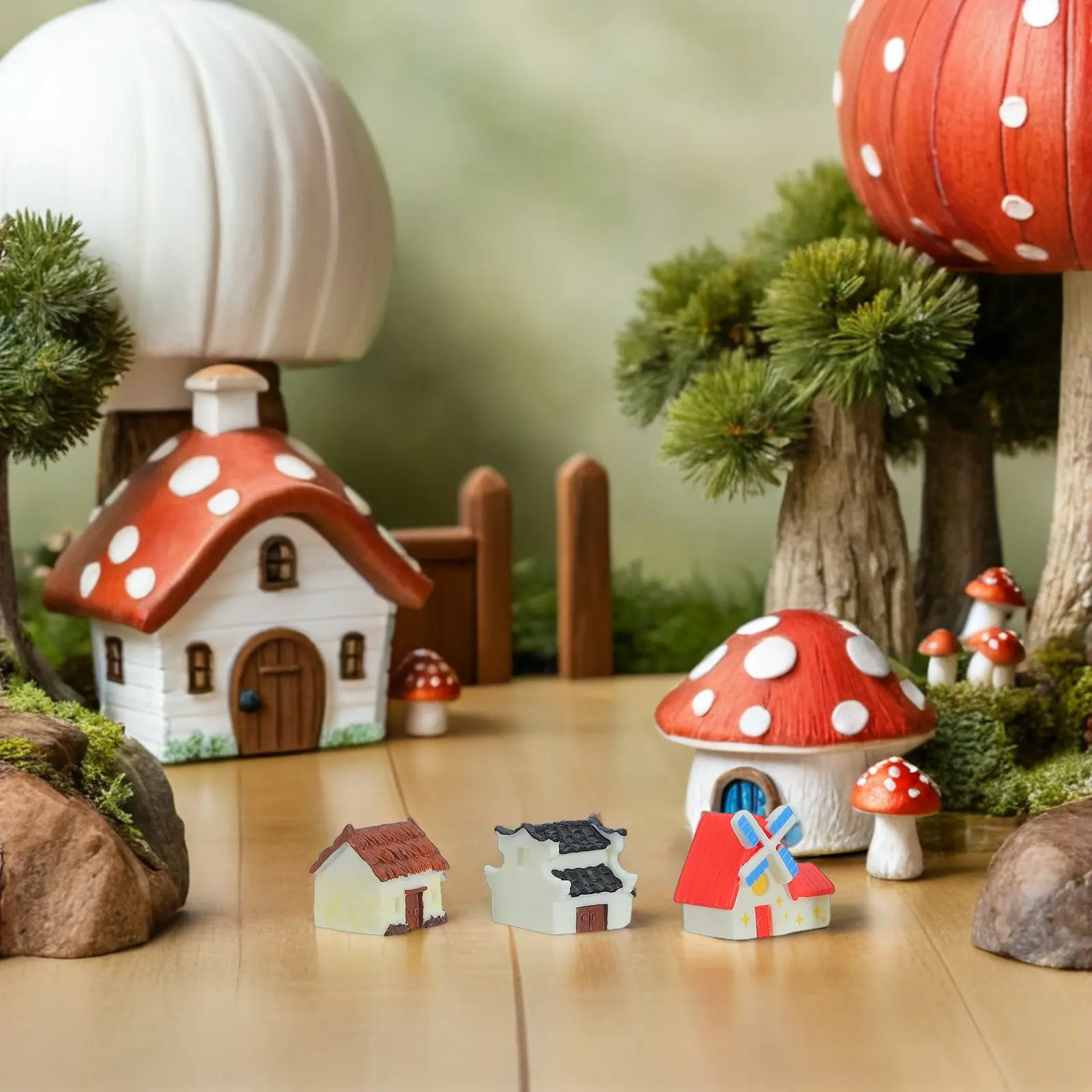 

5Pcs Micro Landscape Cottage Ornaments Fairy Garden Miniature House Set for Terrarium Succulent Plant Pot DIY Home Decor Vintage