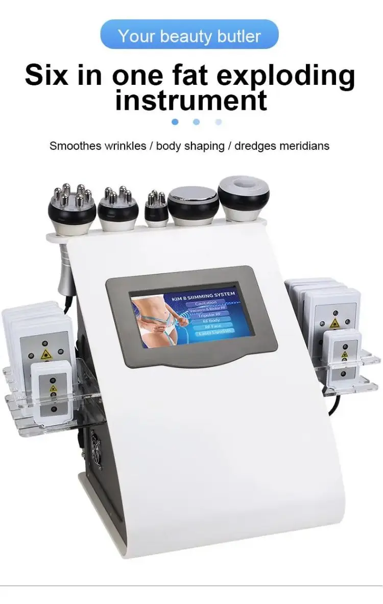 6 In 1 40K Cavitation Slimmingเครื่องสูญญากาศLipo Laser Multi-Polarลดน้ําหนักBody Shapingอุปกรณ์กําจัดเซลลูไลท์บ้านใช้