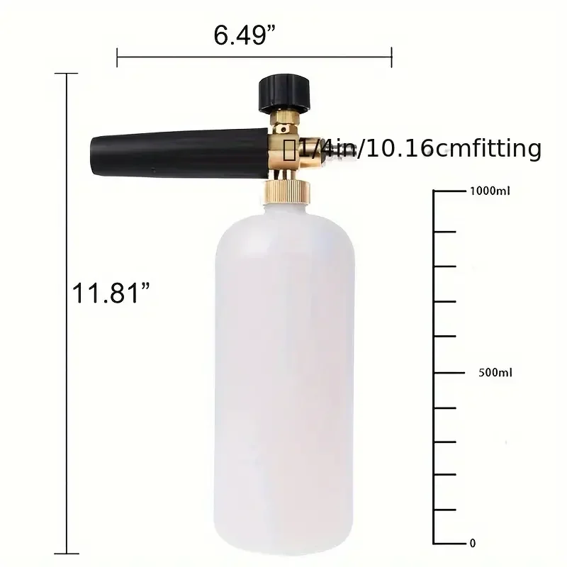 1pc Foam Cannon, Heavy-duty Vehicle Foam Shock Wave Wide-neck Adjustable Snow Foam Gun And Thick Foam, With 1/4 Inch Quick Conne