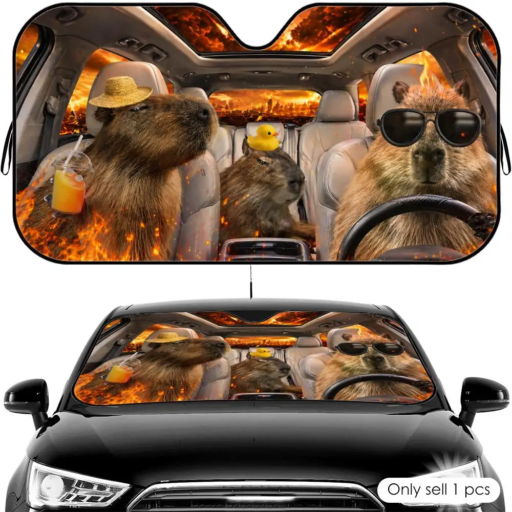 

Squirrel Forest Car Crew Sun Visor Car Front Windshield Shade UV Block Heat Shield Foldable Universal Fit Cover