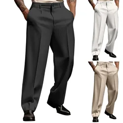 Fashion Men Casual Suit Pants Multiple buttons Mid Waist Loose Straight Trousers Spring Summer Business Soild Pant Oversized