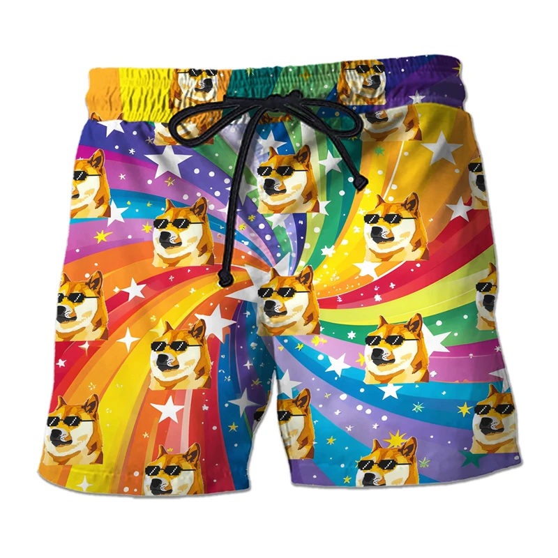

Funny Shiba Inu Graphic Beach Short Fashion Summer 3D Cute Dog Printed Holiday Vacation Swim Trunks Loose Streetwear Short Pants