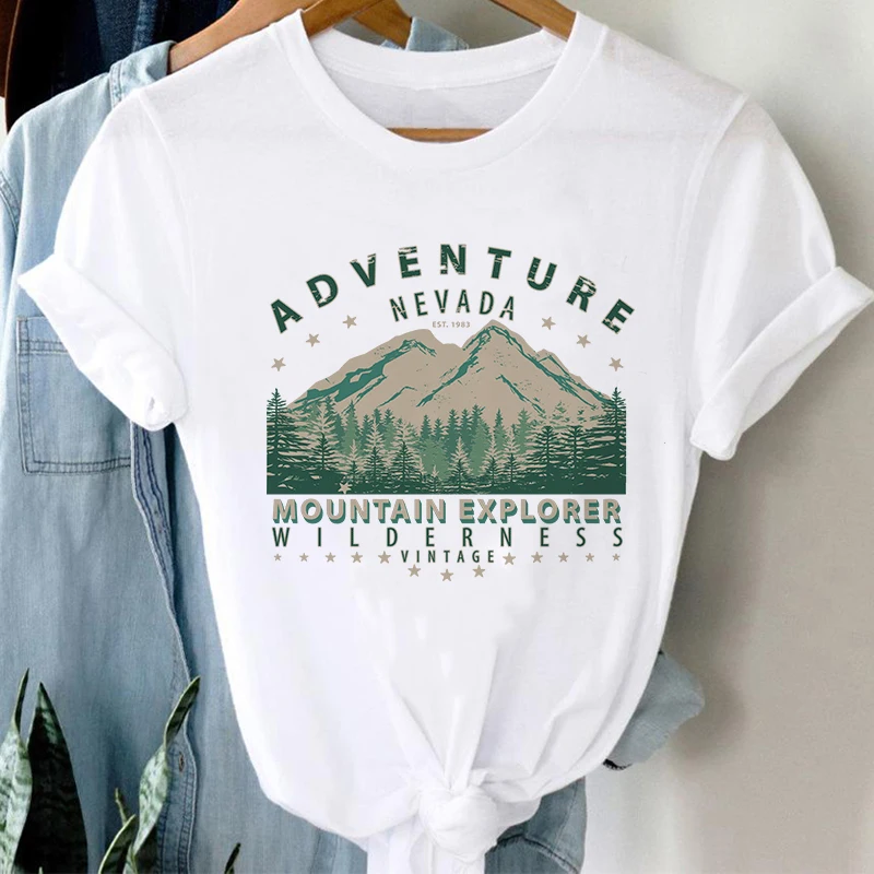 Женская футболка с принтом «Приключение Невада Исследователь», забавный новый топ с новым узором, уличная футболка, модная трендовая летняя футболка для девочек