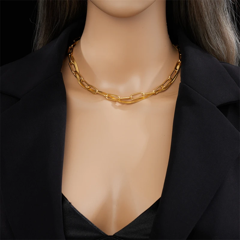 DIEYURO 316L Stainless Steel Multi-layer 2in1 Chains Necklace For Women New Trend Female Neck Choker Jewelry Birthday Gifts