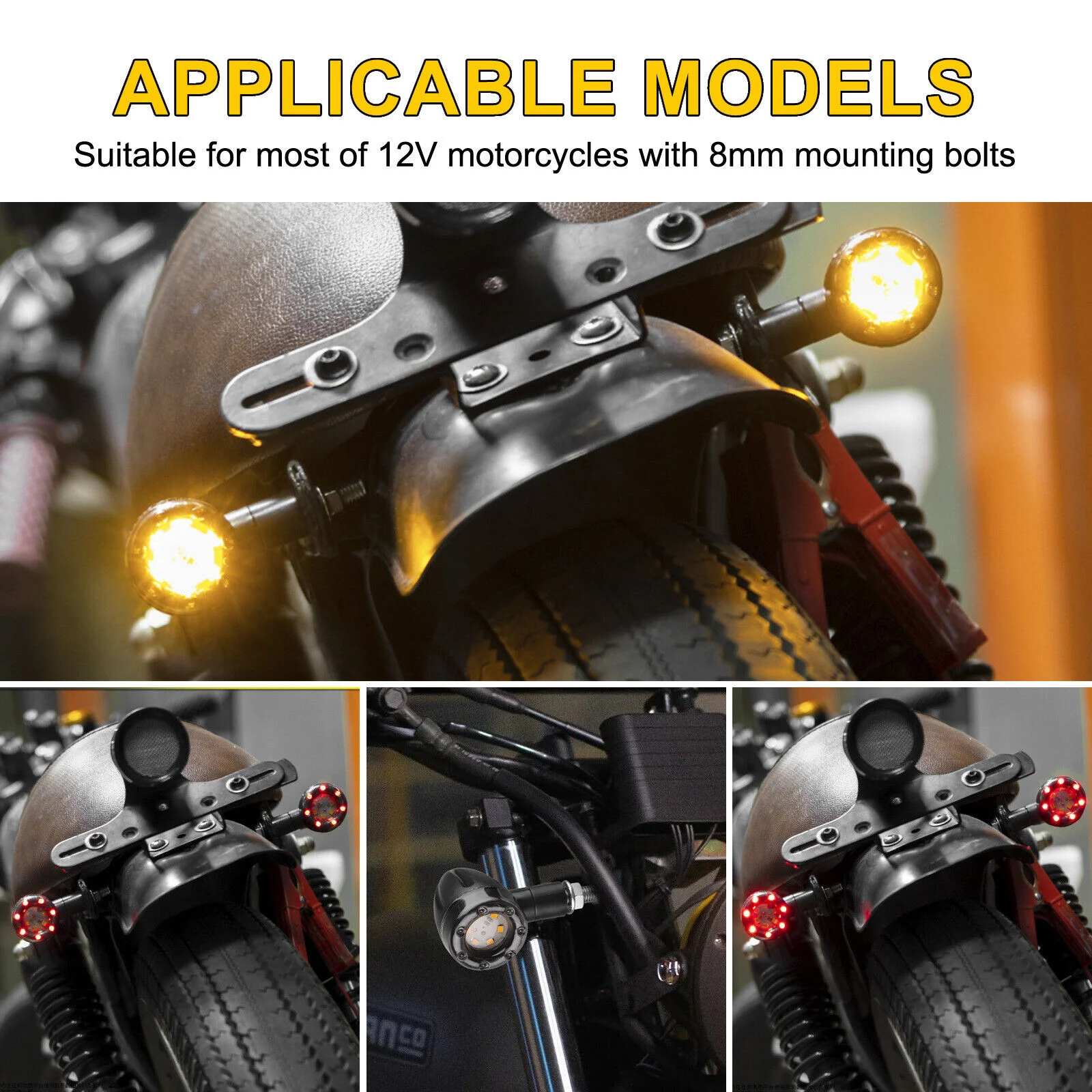 LupuAuto 2/4Pcs moto LED indicatori di direzione ambra e rossi indicatori di direzione avvertimento direzione posteriore accessori per lampade