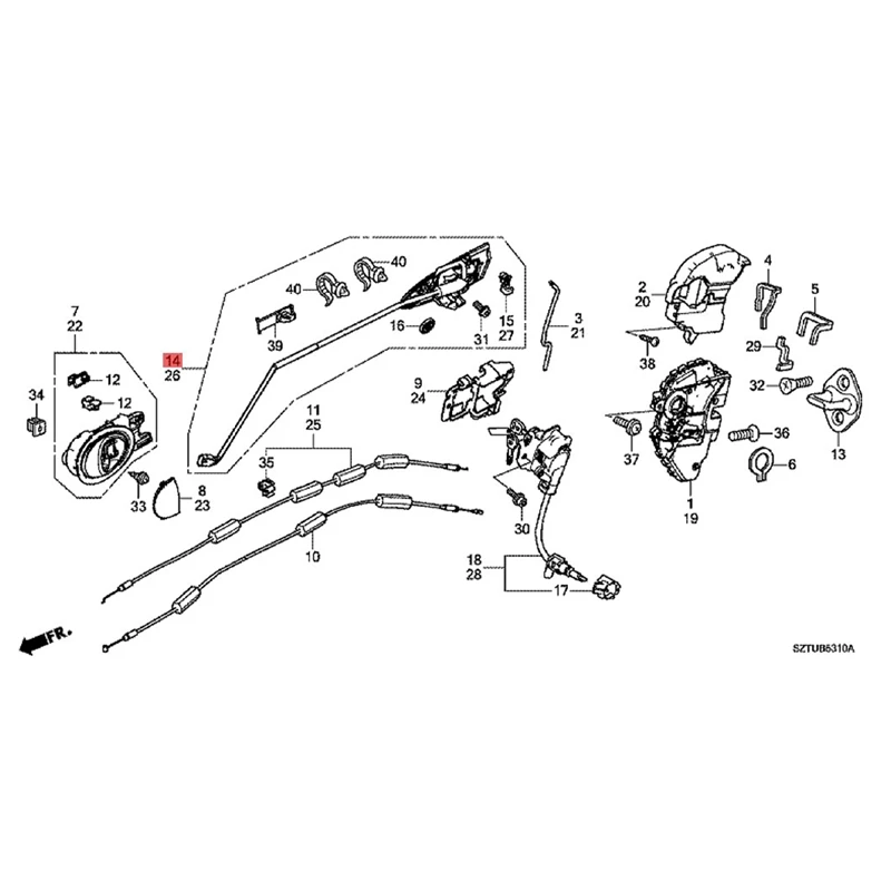 72141-SZT-G01 Front Passenger Right Door Outer Handle Puller Assembly For Honda CRZ CR-Z 2011-2015 No Key Hole Type Red