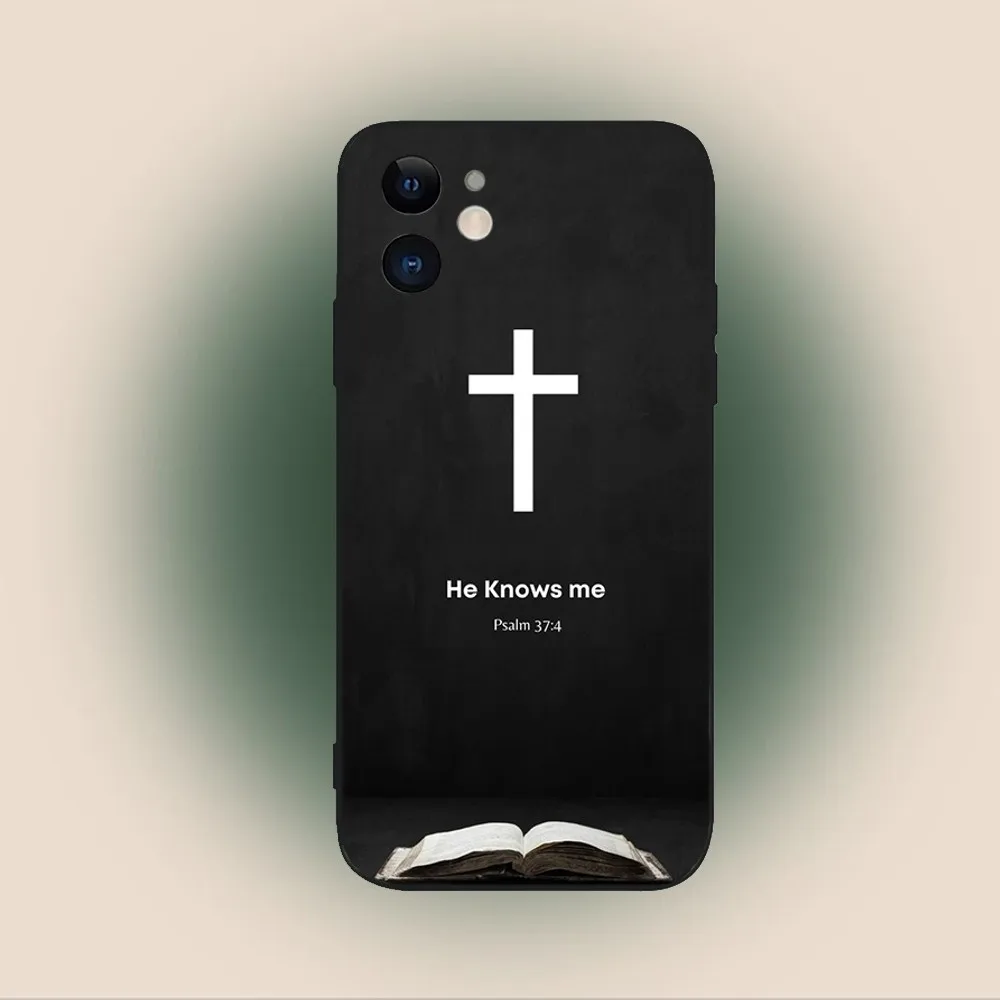 Bible Verse Jesus Christ Christian Phone Case For iPhone 15,14,13,12,11,Plus,Pro Max,XS,X,XR,SE,Mini,8,7 Silicone Black Cover